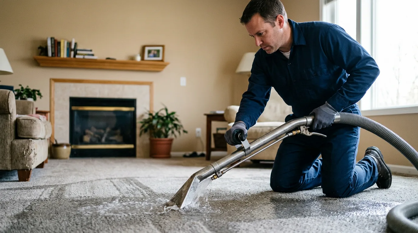 Water damage restoration technician working near Sextonville, WI